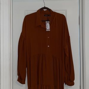 Long flowy rust color dress